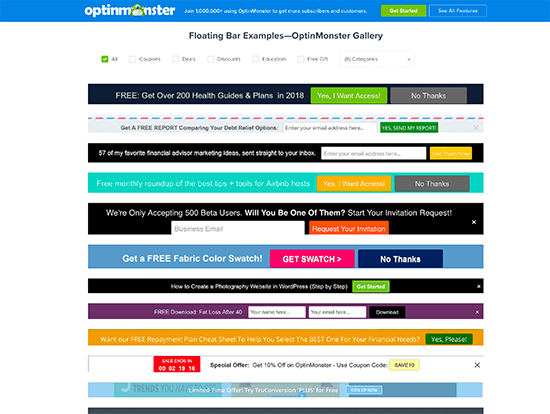 OptinMonster 浮动栏截图