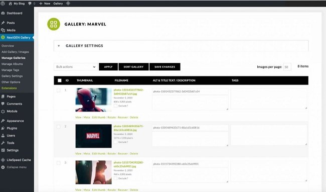 NextGEN customize your gallery