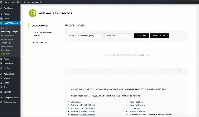 NextGEN upload your images