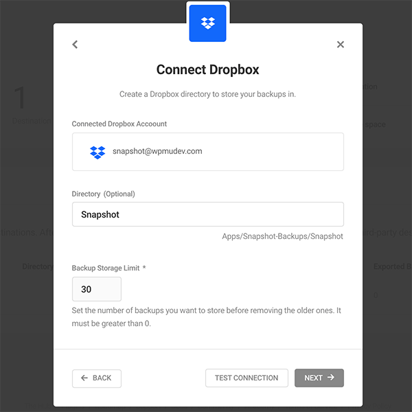 连接到 Dropbox 的位置。