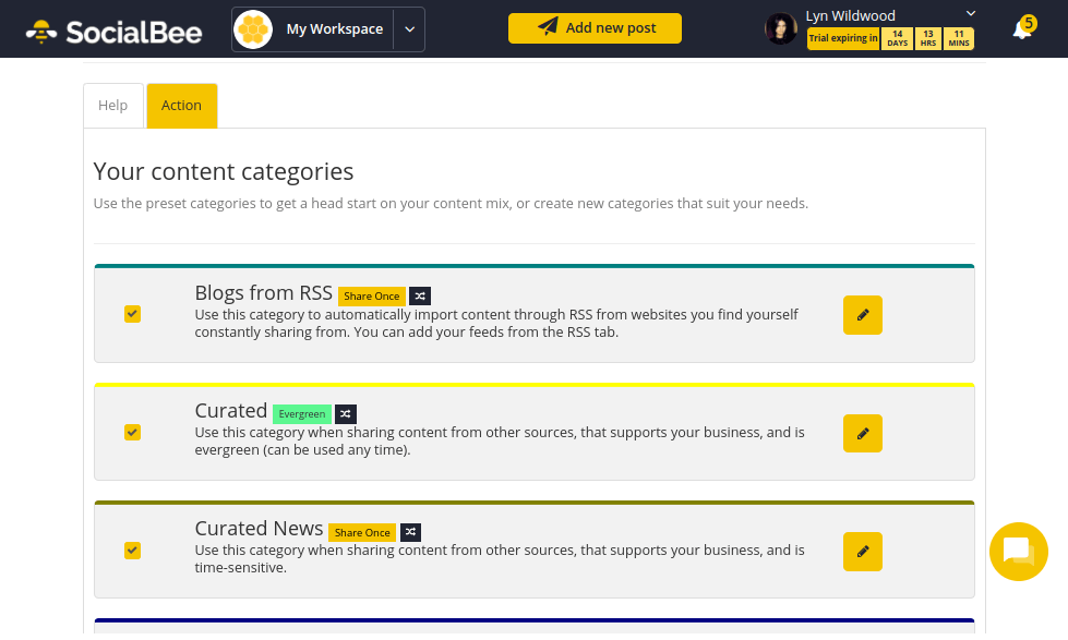 SocialBee - 入职 - 类别