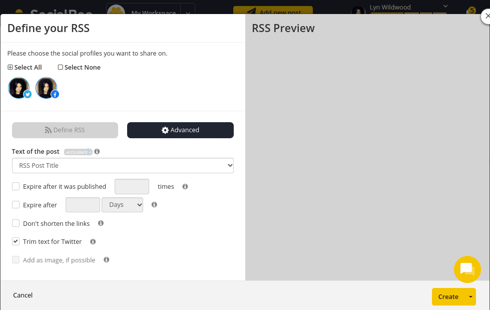 SocialBee - RSS 提要 - 高级功能