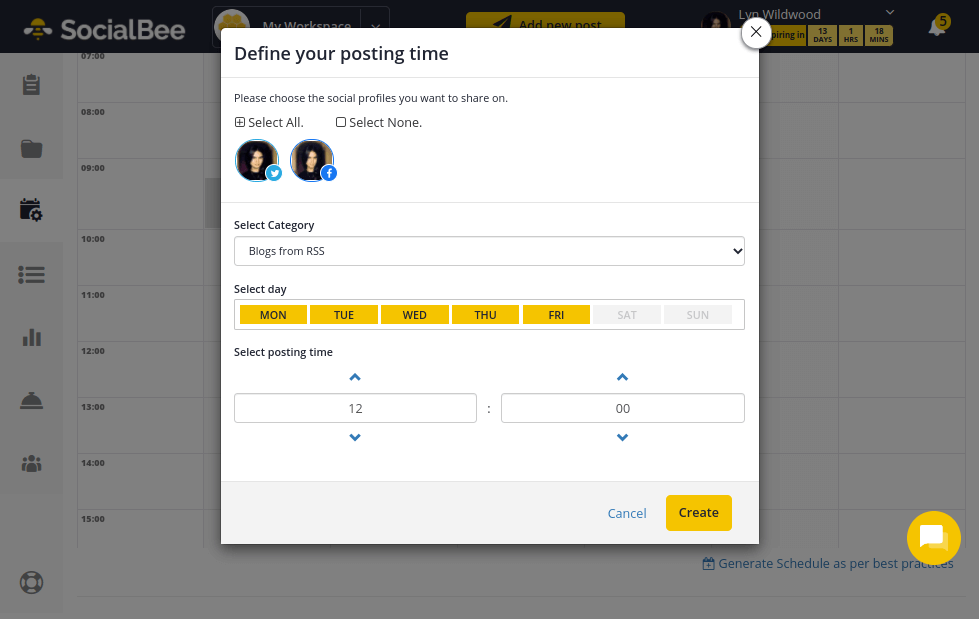 SocialBee - 分类表