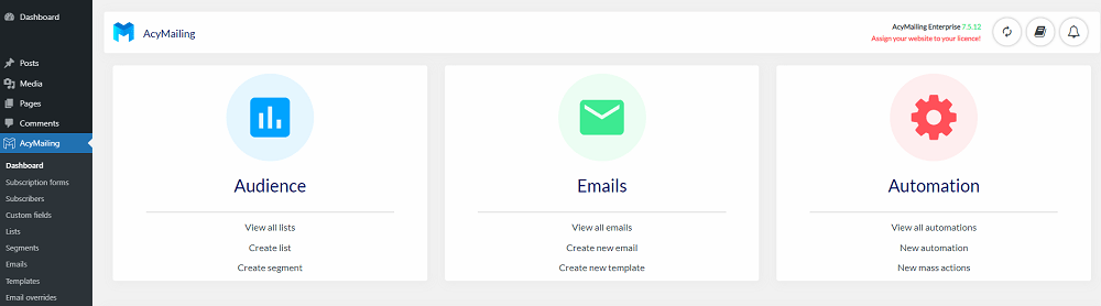acymailing 仪表板