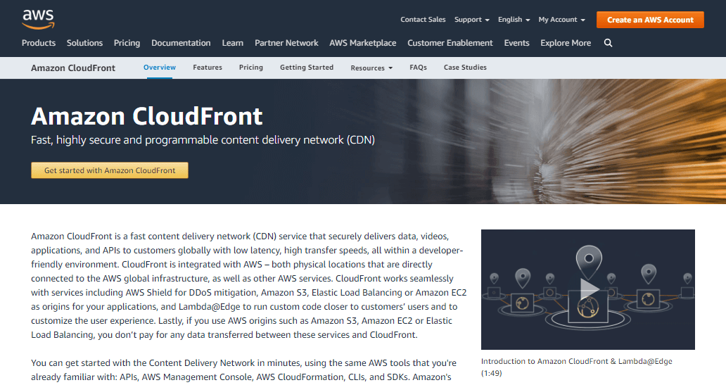亚马逊 CloudFront 主页