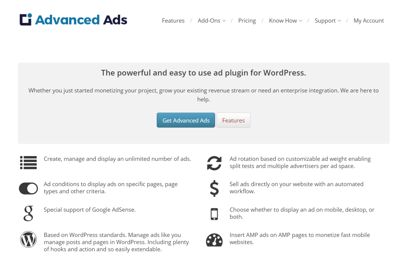 AdvancedAds WordPress 插件主页