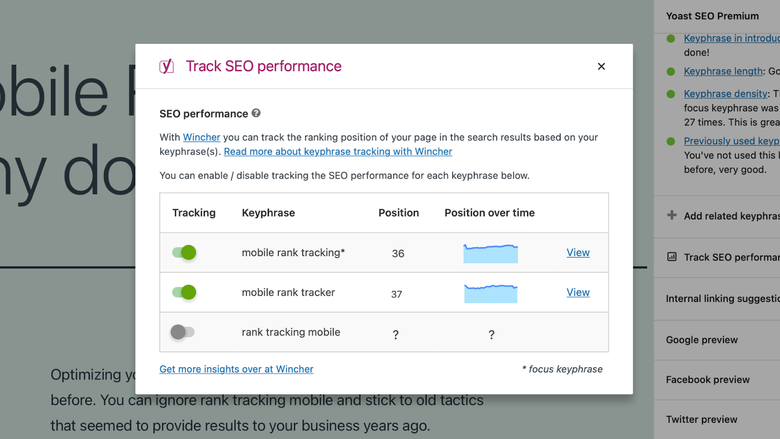 用于 SEO 的 Yoast & Wincher