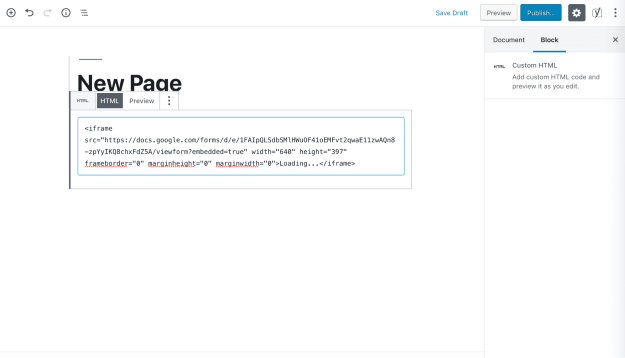谷歌表单嵌入代码 wordpress