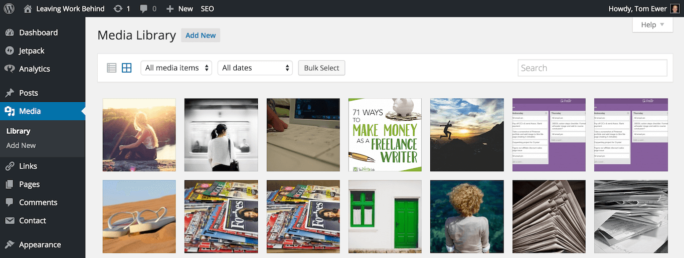 WordPress 媒体库。