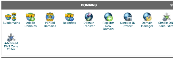 cPanel 域编辑选项