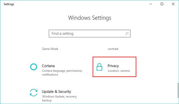 Windows设置中的隐私