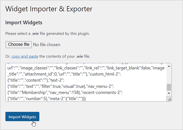 Widget Importer & Exporter 插件 - 复制和粘贴 .wie 文件选项