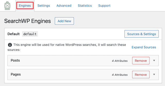 设置 SearchWP 默认引擎