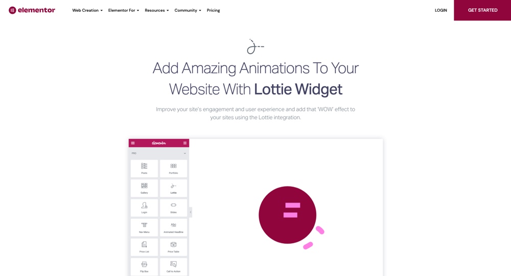 Elementor Pro - Lottie 小部件