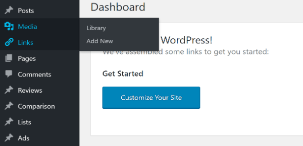 带有列表、链接、评论、帖子和其他自定义帖子类型的 WordPress 管理员的屏幕截图