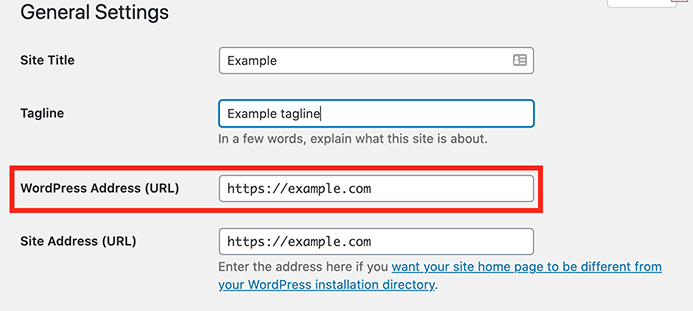 WordPress 常规设置。
