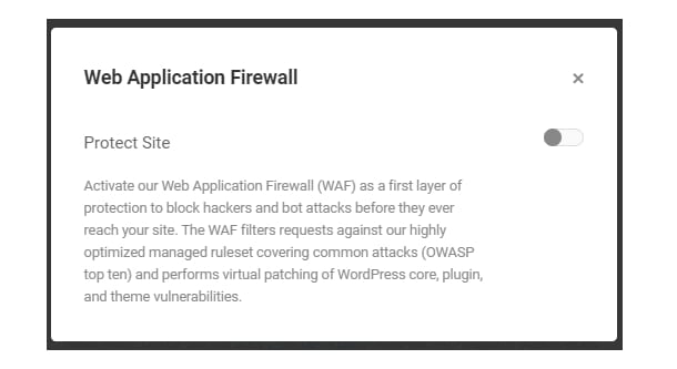 您可以在此处选择是否激活 WAF。