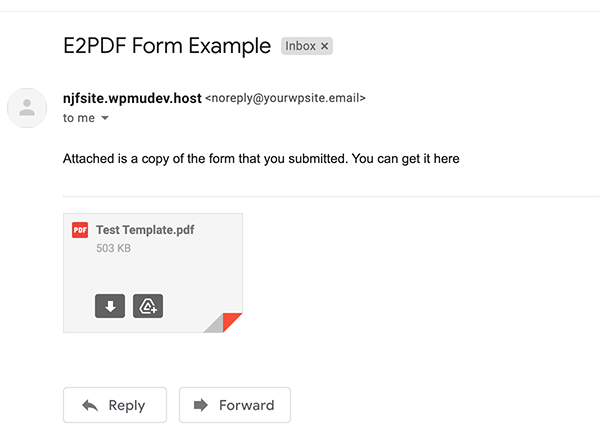 PDF 在电子邮件中的外观。