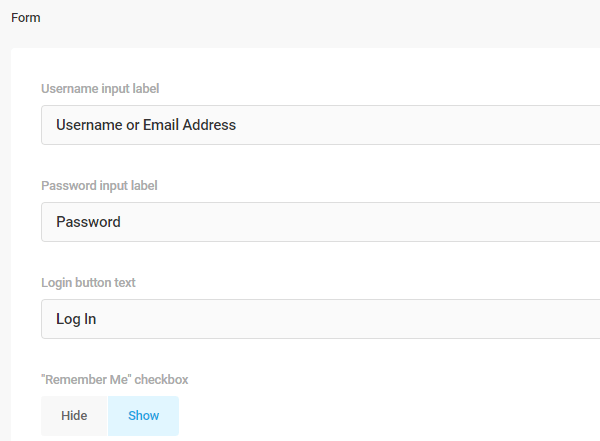 表单标签和允许您更改文本的选项的屏幕截图。