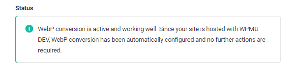 如果您使用 WPMU DEV 托管，则消息的屏幕截图让您知道一切都已设置。