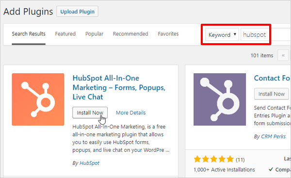 安装 HubSpot 插件。