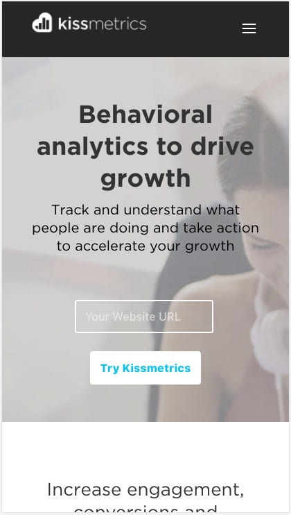 Kissmetrics CTA 很容易用拇指触及。