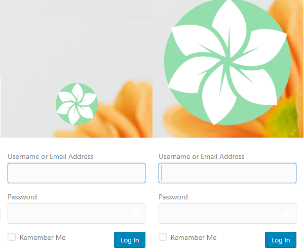 两种不同尺寸徽标的屏幕截图,分别为 85 像素和 320 像素。