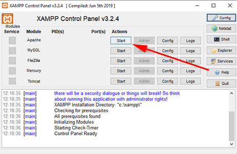 启动 xampp