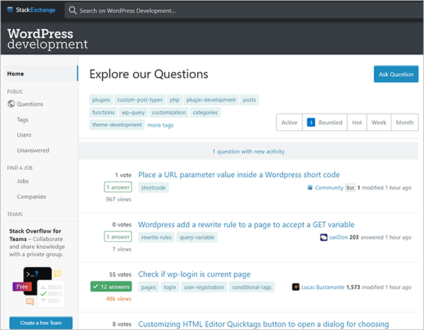 WordPress 堆栈交换