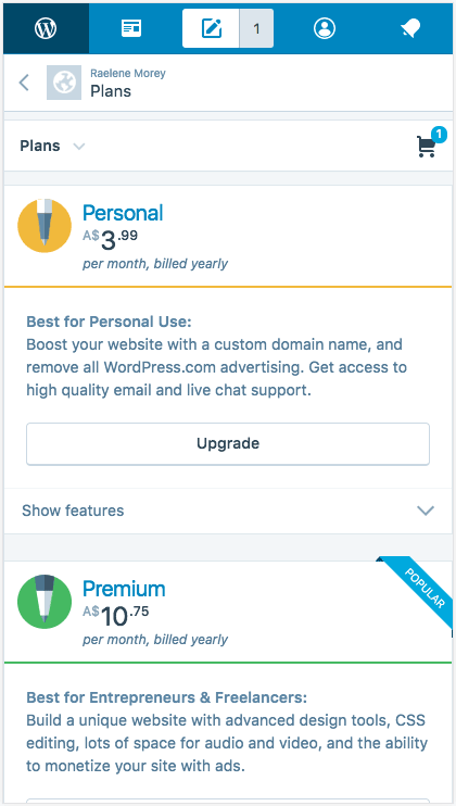 WordPress.com 使用有限的调色板。