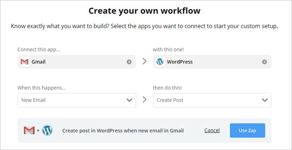 使用 Zapier 从 Gmail 发布到 WordPress