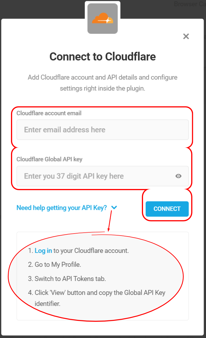 连接到 Cloudflare，帐户信息