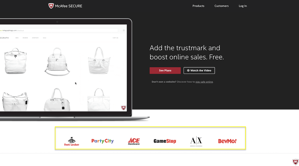 McAfee SECURE 信任标志