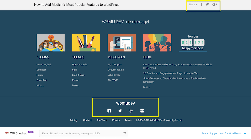 WPMU DEV 社交媒体信任标志
