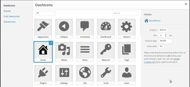 添加图标 WordPress