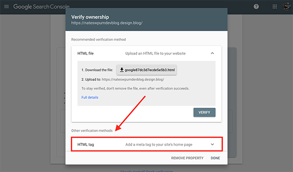 Google Search Console 其他验证方法。