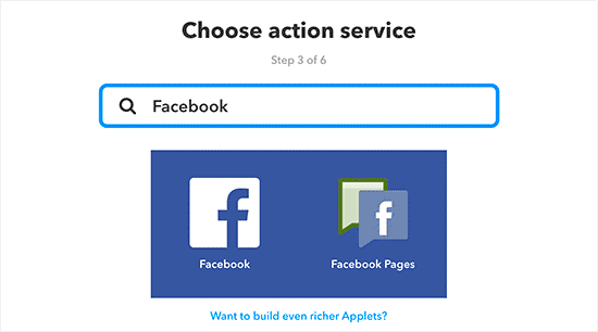IFTTT 选择 FB