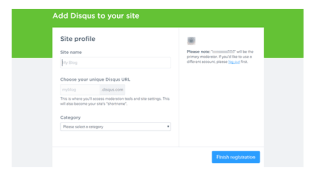 在 Disqus 上配置网站详细信息