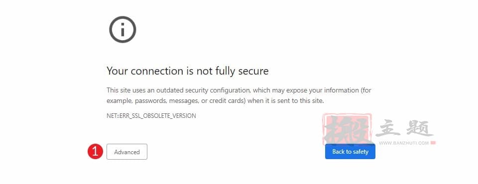 浏览器提示Fix ERR_SSL_OBSOLETE_VERSION警告解决图文教程插图1