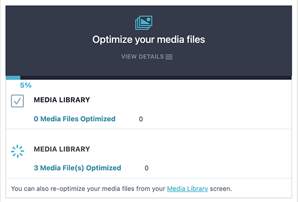 Imagify 所在的百分比。