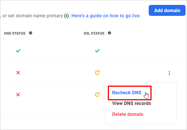 重新檢查DNS