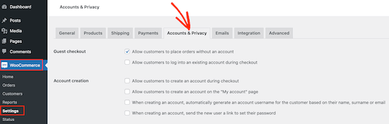 更改您的WooCommerce 帐户设置